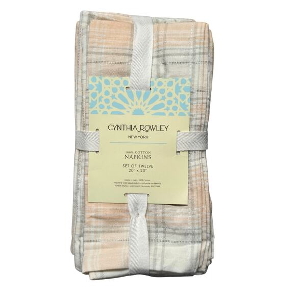 Cynthia Rowley 100% Cotton Napkin Set of Twelve 20" x 20" Napkins - Picture 7 of 7